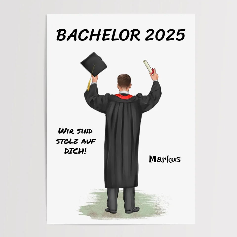 Geschenk zum Bachelor Abschluss Junge Poster personalisiert - Cantty