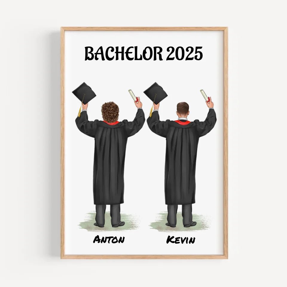 Geschenk zum Abschluss Bild personalisiert für 2 Jungen - Cantty