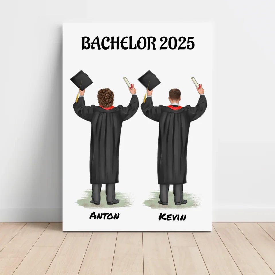 Geschenk zum Abschluss Bild personalisiert für 2 Jungen - Cantty