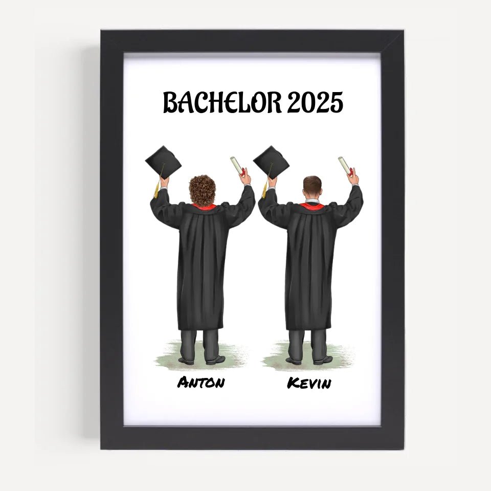 Geschenk zum Abschluss Bild personalisiert für 2 Jungen - Cantty