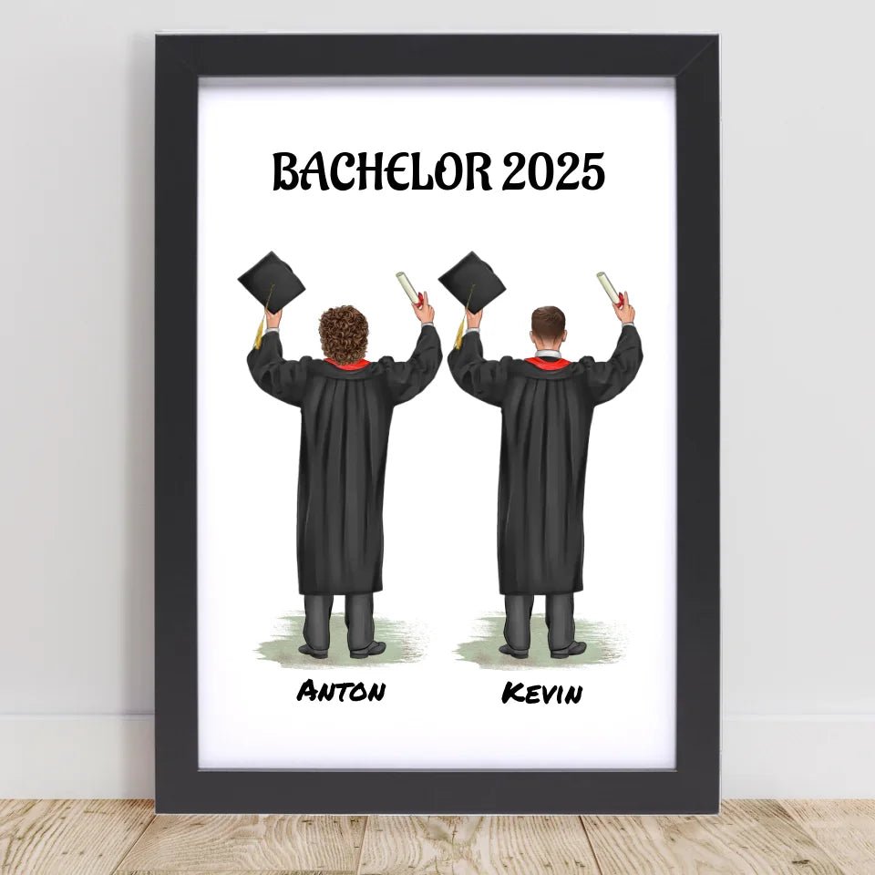 Geschenk zum Abschluss Bild personalisiert für 2 Jungen - Cantty