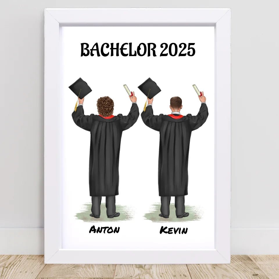 Geschenk zum Abschluss Bild personalisiert für 2 Jungen - Cantty