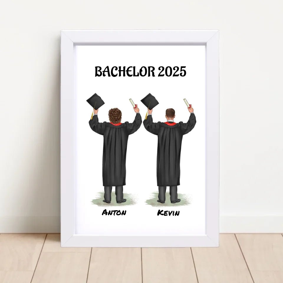Geschenk zum Abschluss Bild personalisiert für 2 Jungen - Cantty