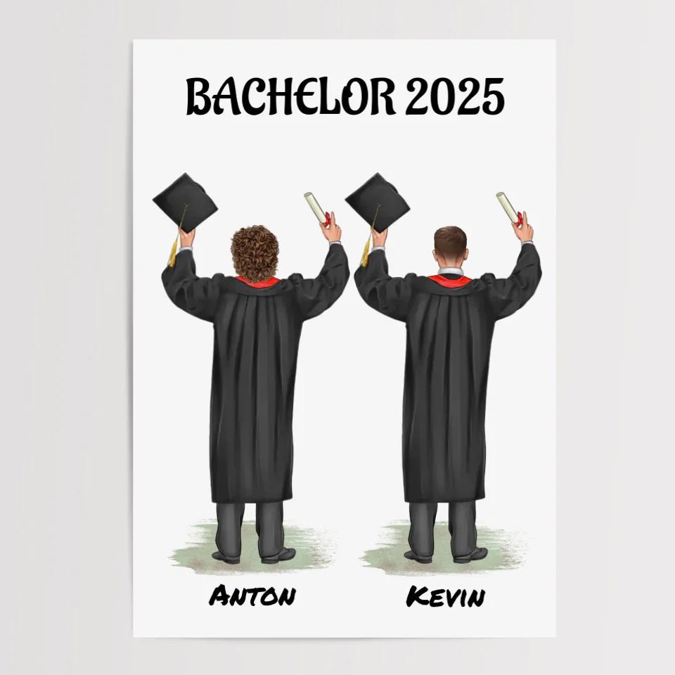 Geschenk zum Abschluss Bild personalisiert für 2 Jungen - Cantty