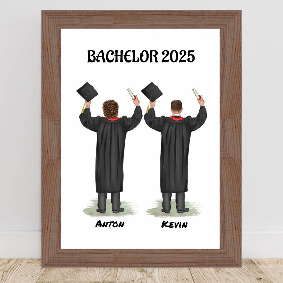 Geschenk zum Abschluss Bild personalisiert für 2 Jungen - Cantty