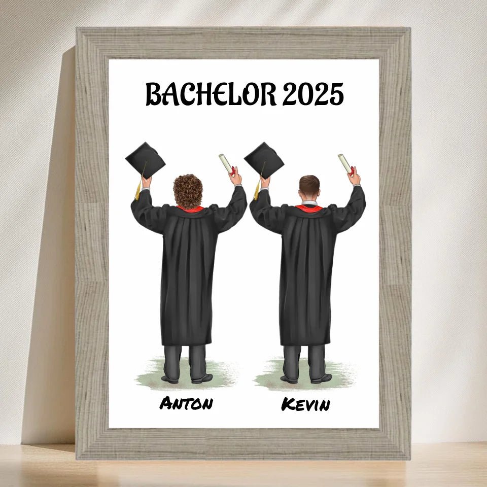 Geschenk zum Abschluss Bild personalisiert für 2 Jungen - Cantty