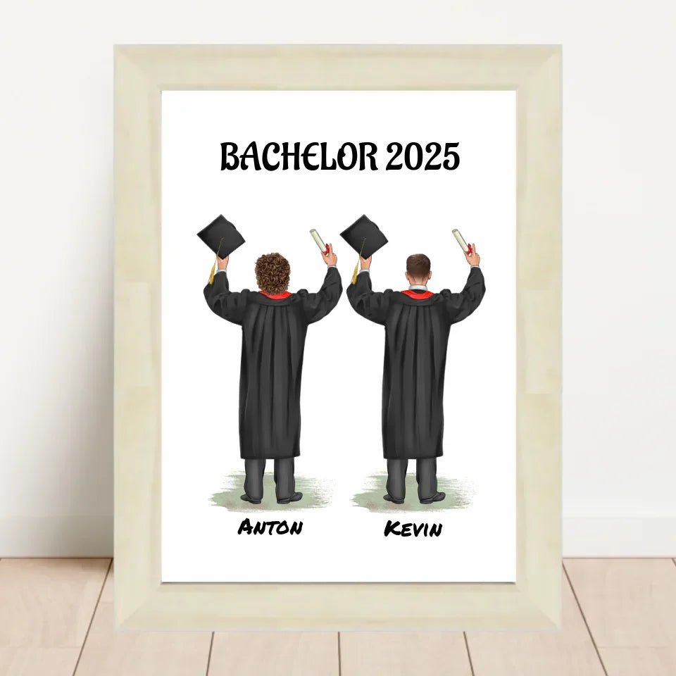 Geschenk zum Abschluss Bild personalisiert für 2 Jungen - Cantty