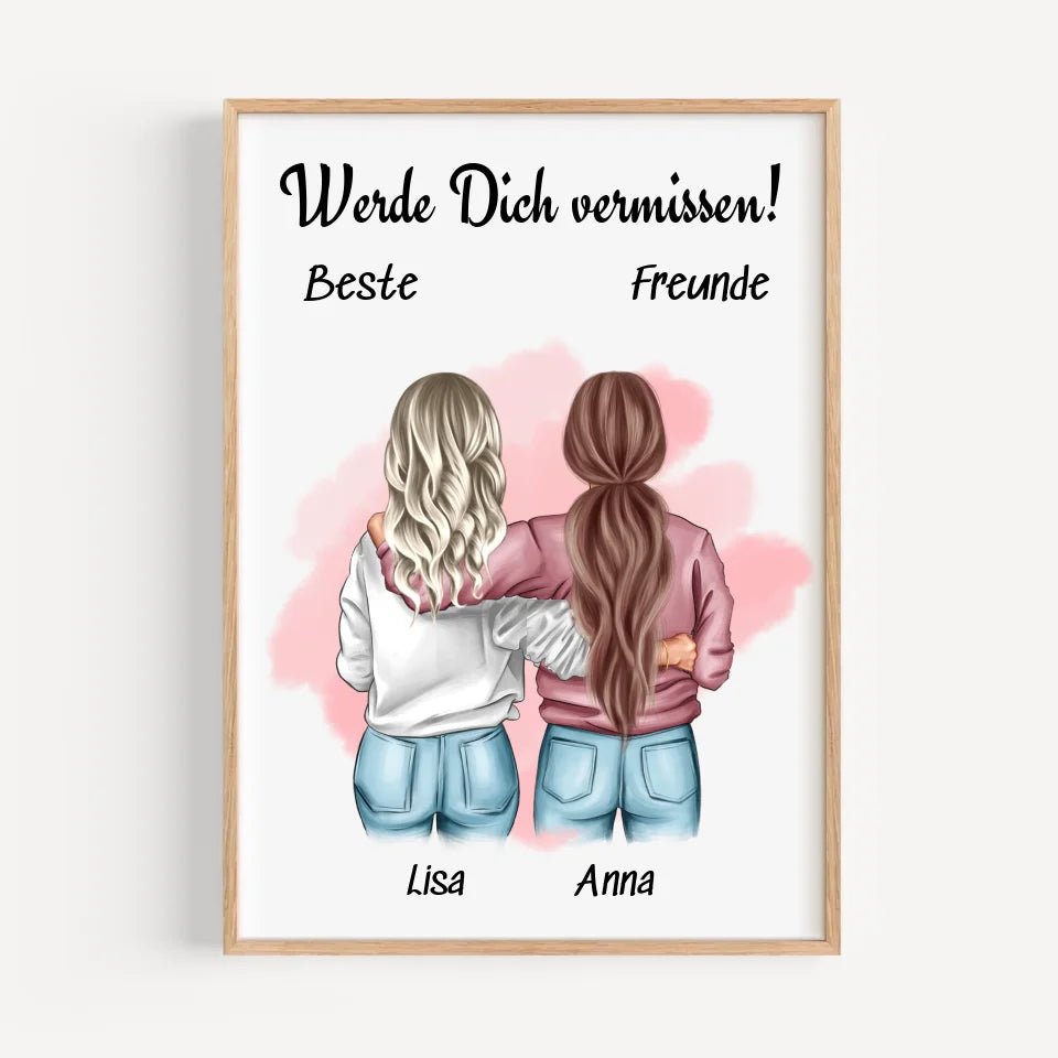 Abschiedsgeschenk beste Freundin Bild personalisiert - Cantty