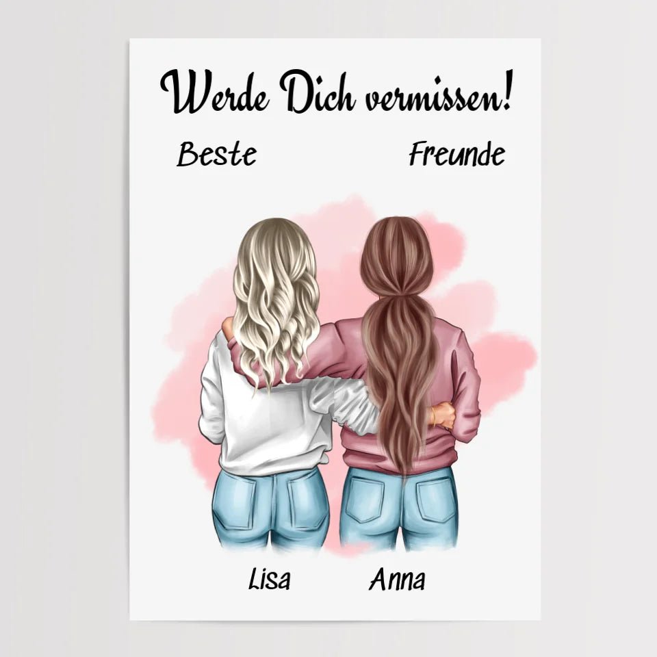 Abschiedsgeschenk beste Freundin Bild personalisiert - Cantty
