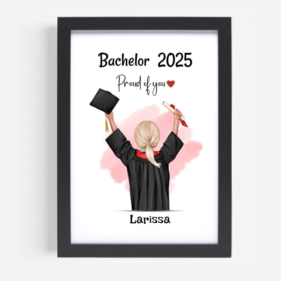 Personalisiertes Bachelor Poster fĂŒr MĂ€dchen zum Abschluss - Cantty