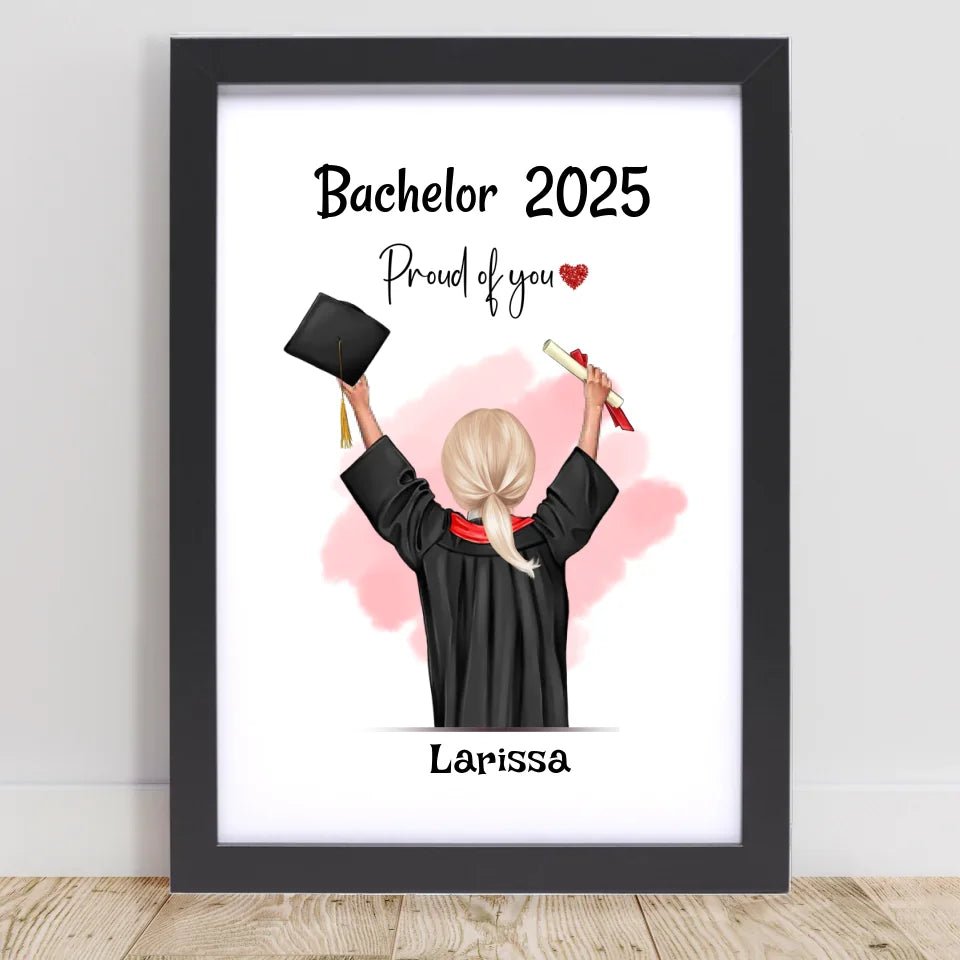 Personalisiertes Bachelor Poster fĂŒr MĂ€dchen zum Abschluss - Cantty