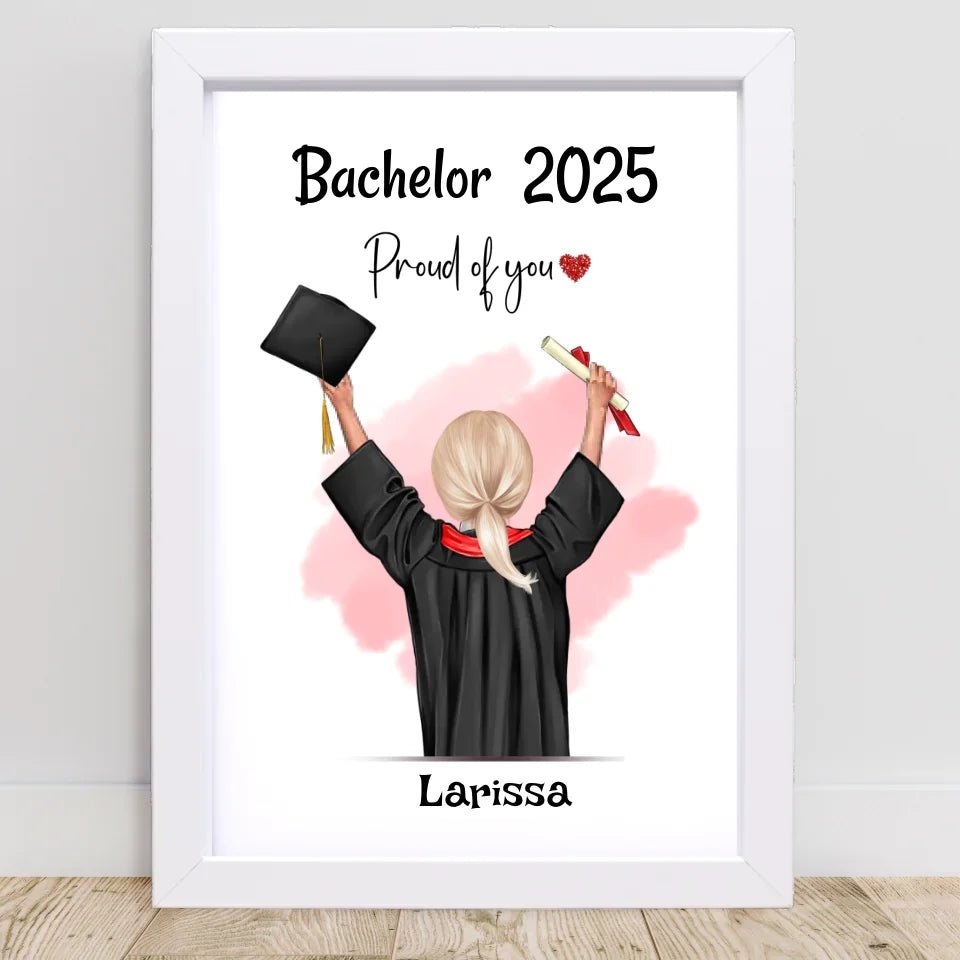 Personalisiertes Bachelor Poster fĂŒr MĂ€dchen zum Abschluss - Cantty