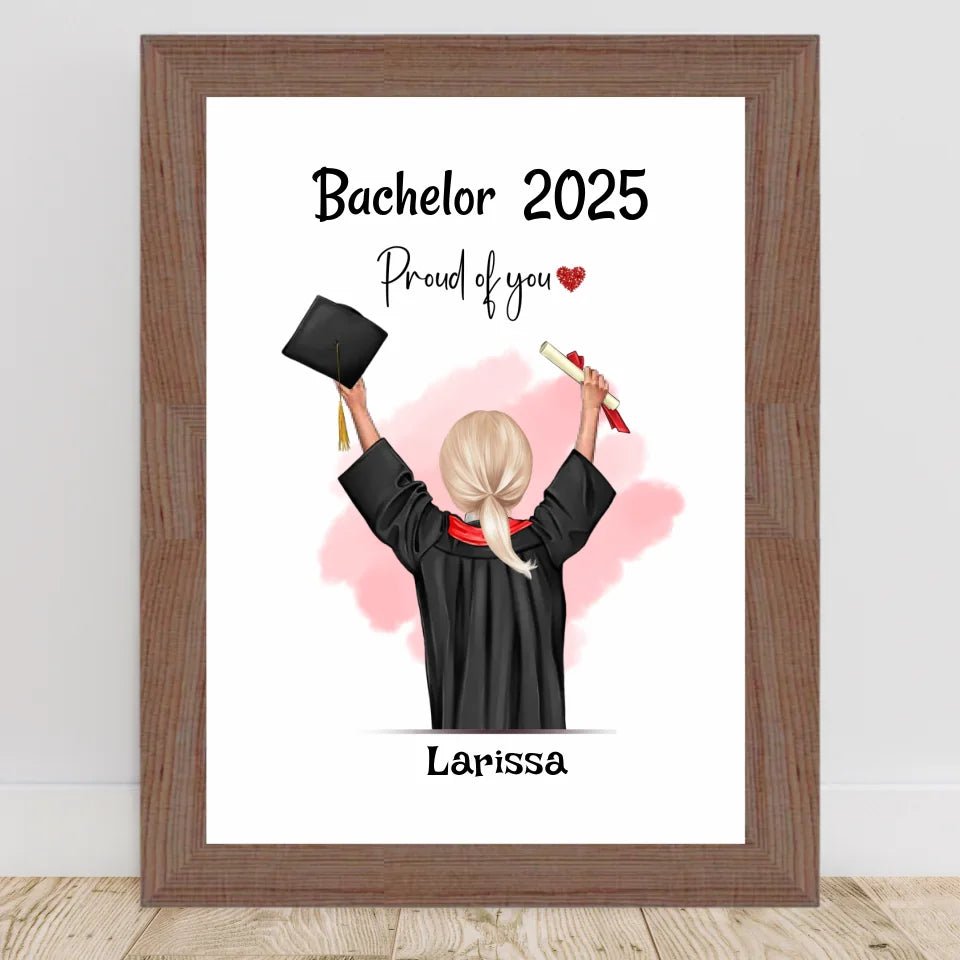 Personalisiertes Bachelor Poster fĂŒr MĂ€dchen zum Abschluss - Cantty