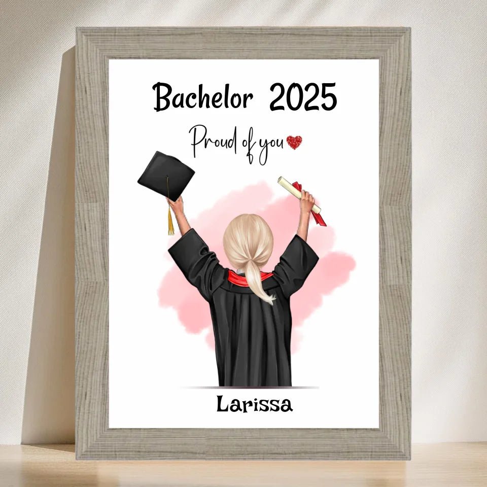 Personalisiertes Bachelor Poster fĂŒr MĂ€dchen zum Abschluss - Cantty