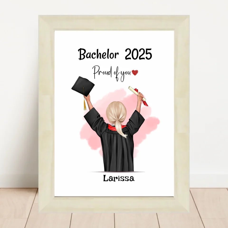 Personalisiertes Bachelor Poster fĂŒr MĂ€dchen zum Abschluss - Cantty