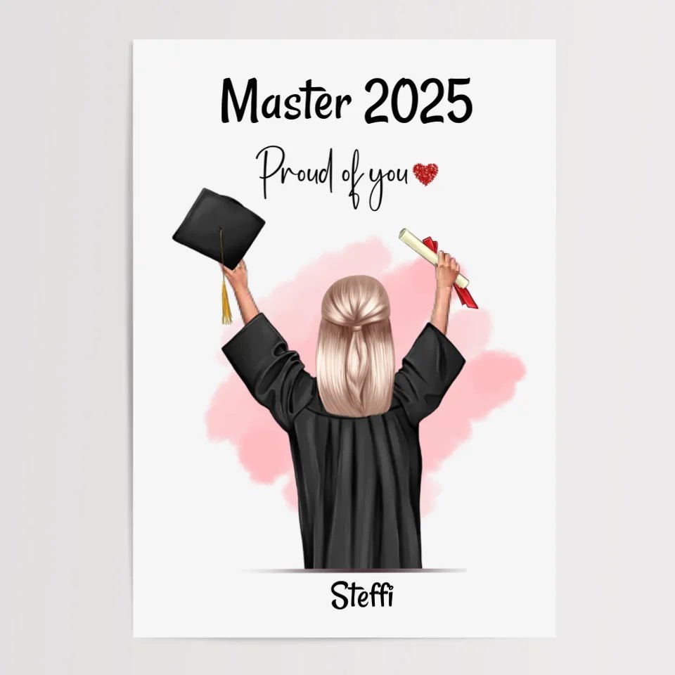 Masterabschluss Poster personalisiert für Mädchen - Cantty