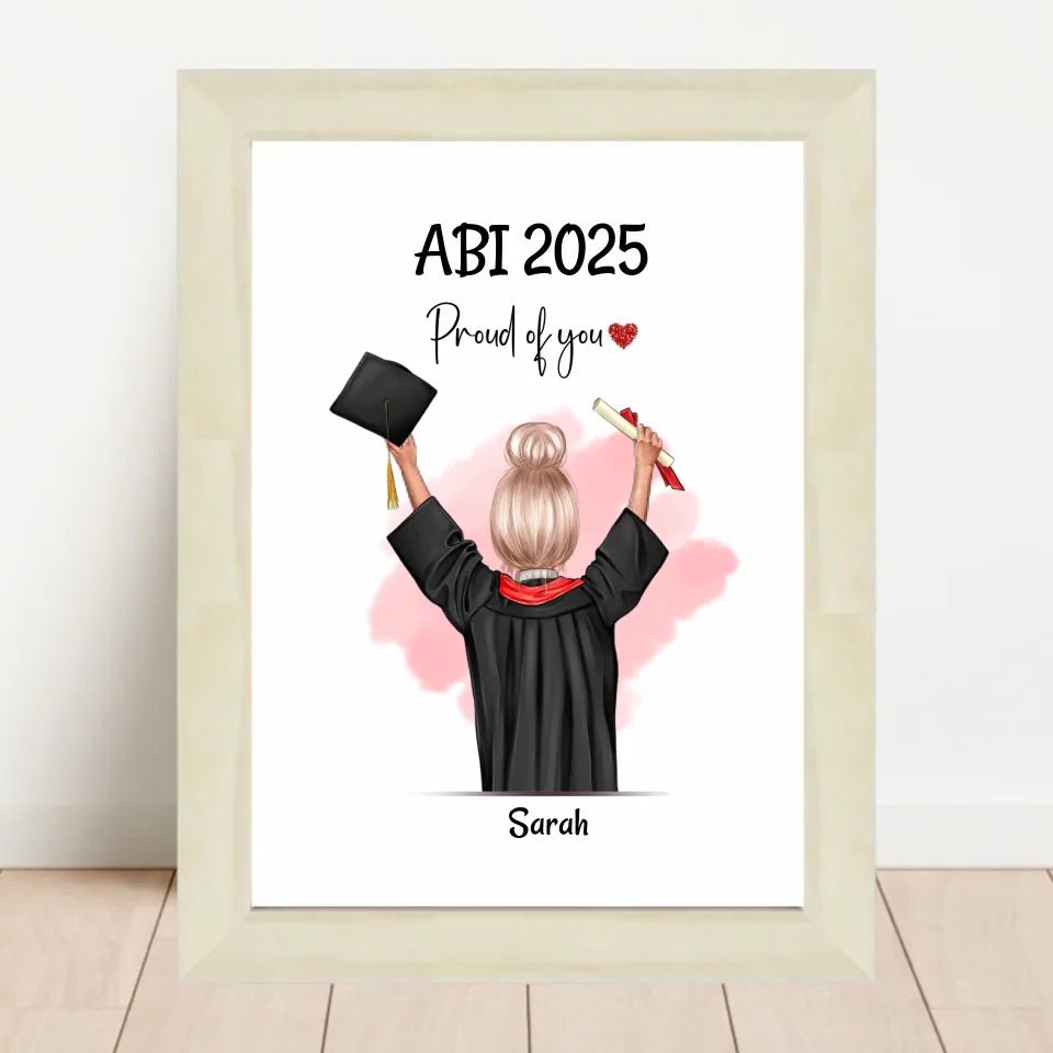 Personalisiertes Abitur Bild Geschenk für Mädchen - Cantty