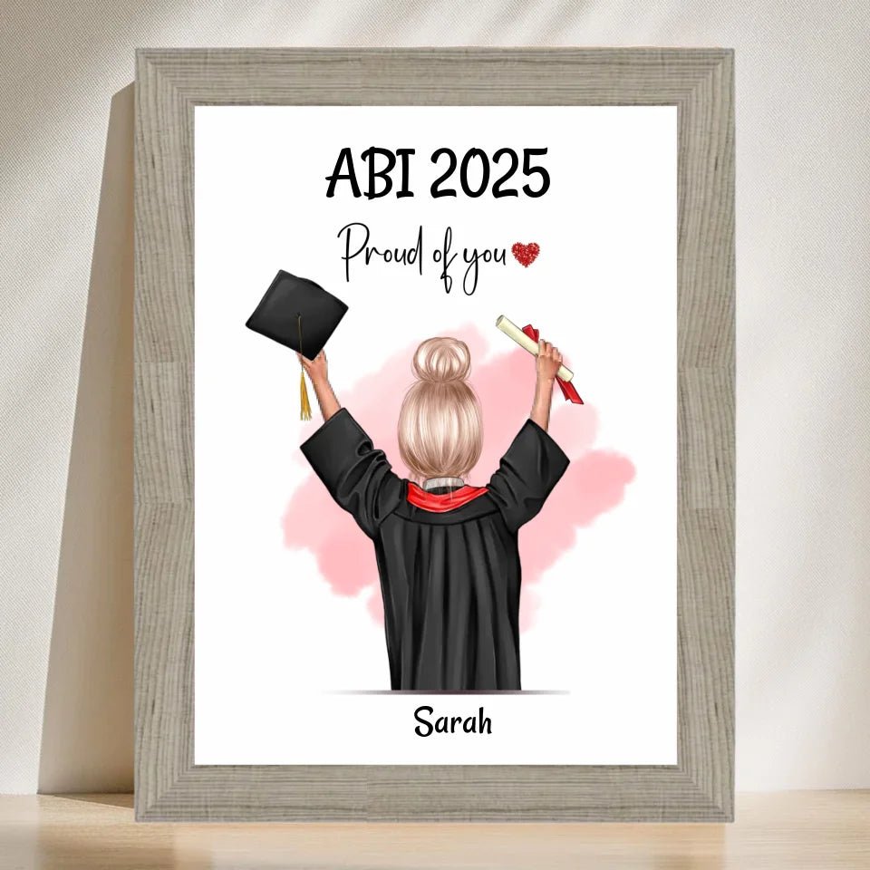 Personalisiertes Abitur Bild Geschenk für Mädchen - Cantty
