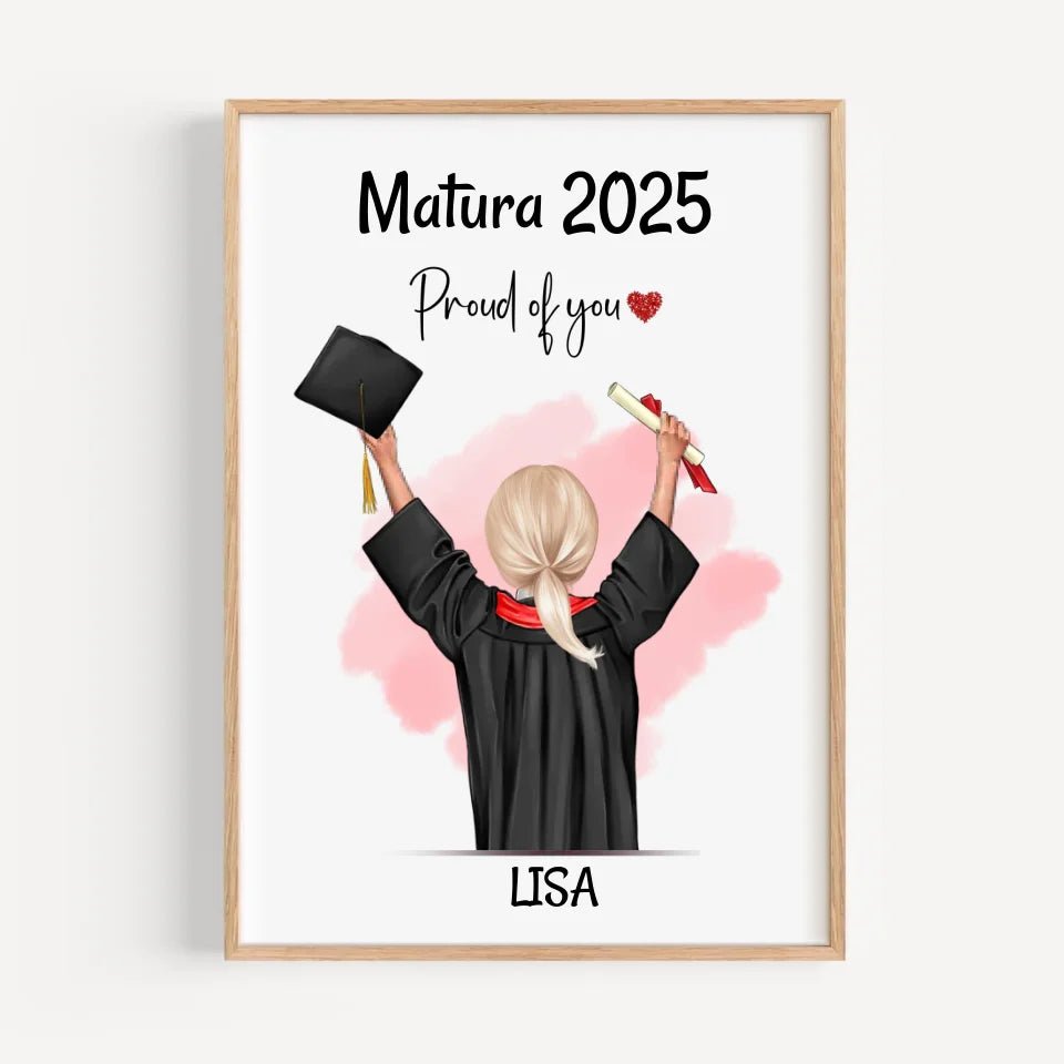 Matura Bild personalisiert für Tochter & Mädchen als Abschlussgeschenk - Cantty