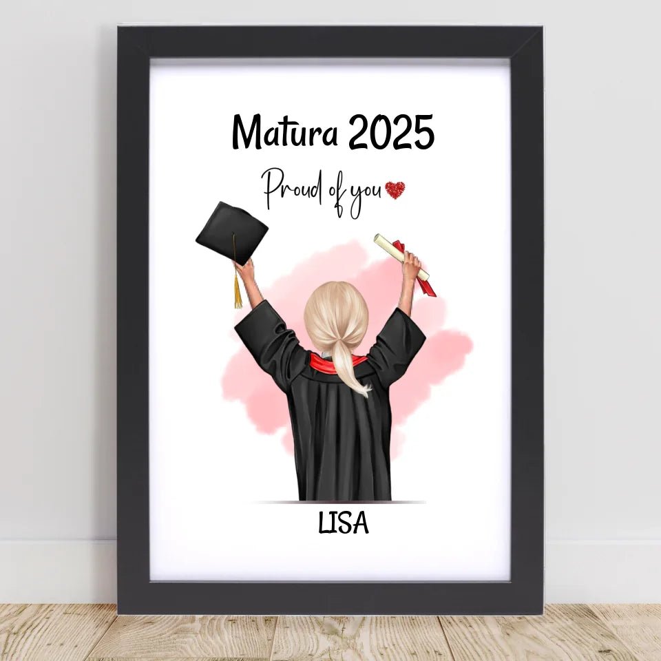 Matura Bild personalisiert für Tochter & Mädchen als Abschlussgeschenk - Cantty