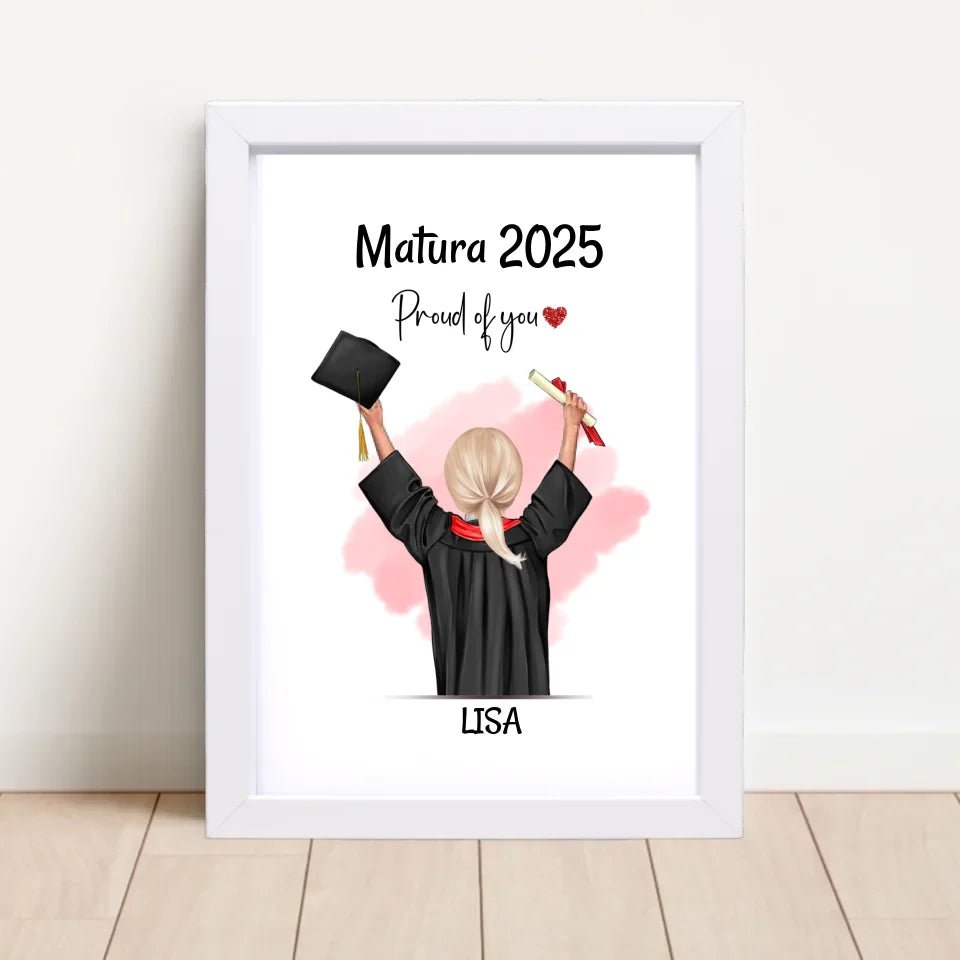 Matura Bild personalisiert für Tochter & Mädchen als Abschlussgeschenk - Cantty