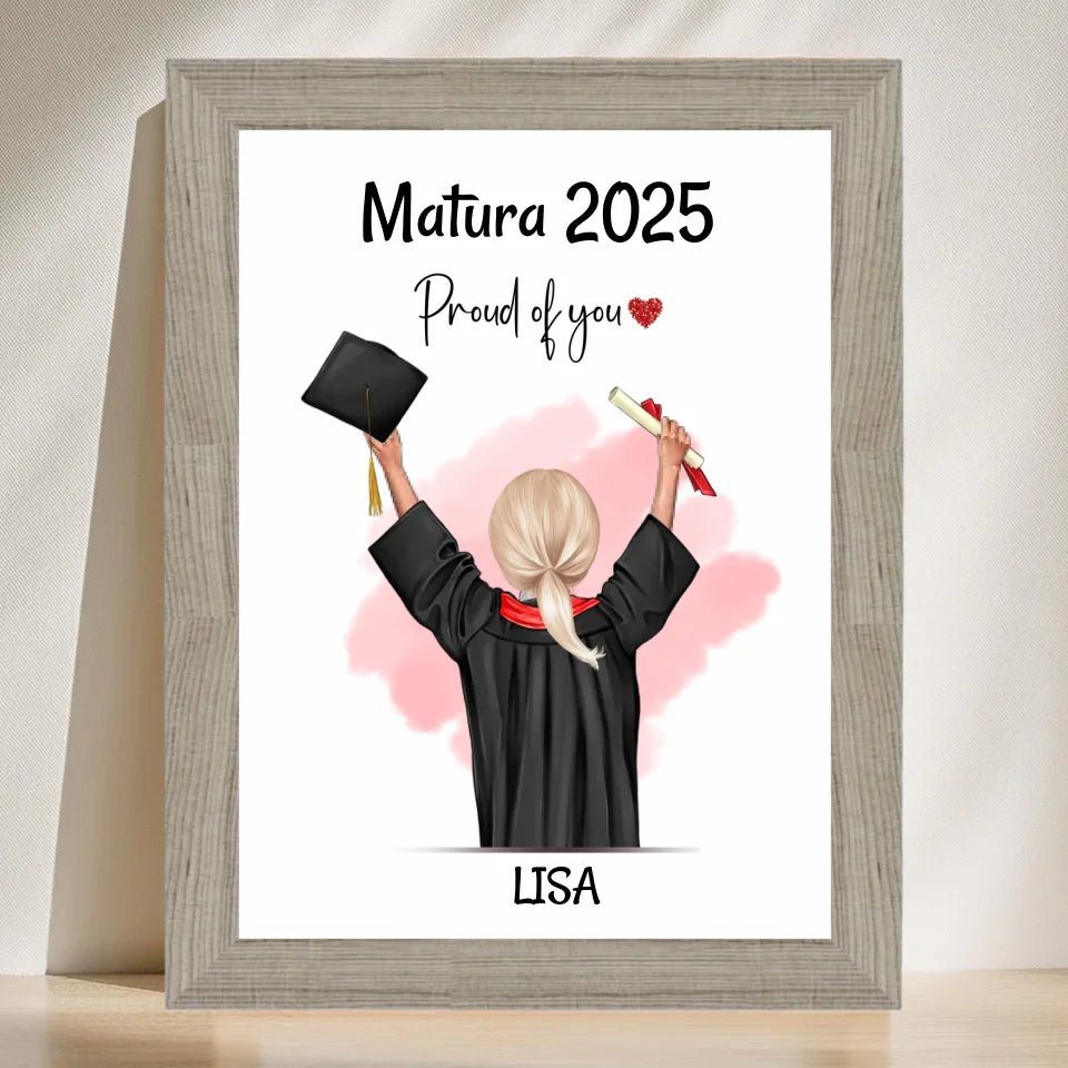 Matura Bild personalisiert für Tochter & Mädchen als Abschlussgeschenk - Cantty