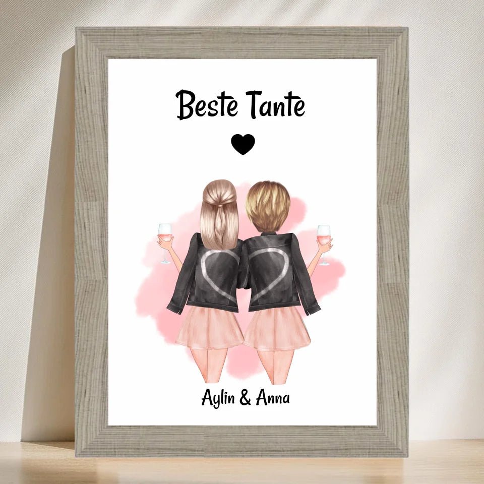 Tante und erwachsene Nichte Poster Geschenk personalisiert - Cantty
