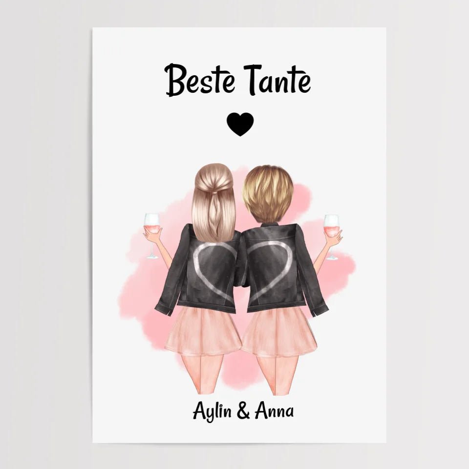 Tante und erwachsene Nichte Poster Geschenk personalisiert - Cantty