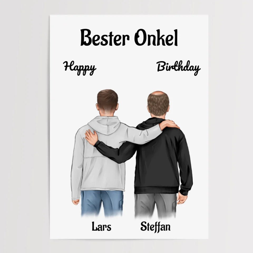 Onkel Bild Geschenk personalisiert mit Neffe - Cantty
