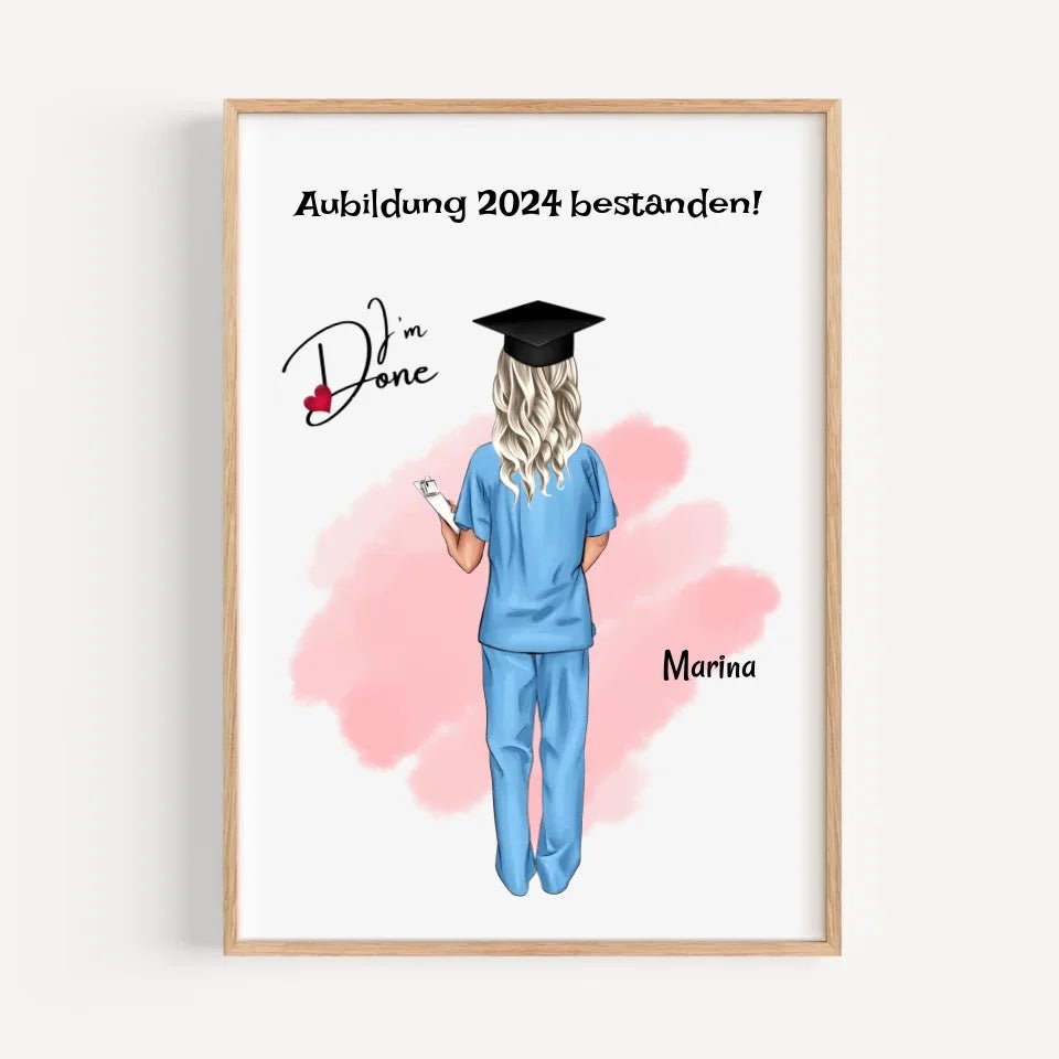 Krankenschwester Ausbildung Abschluss Bild Geschenk personalisiert - Cantty
