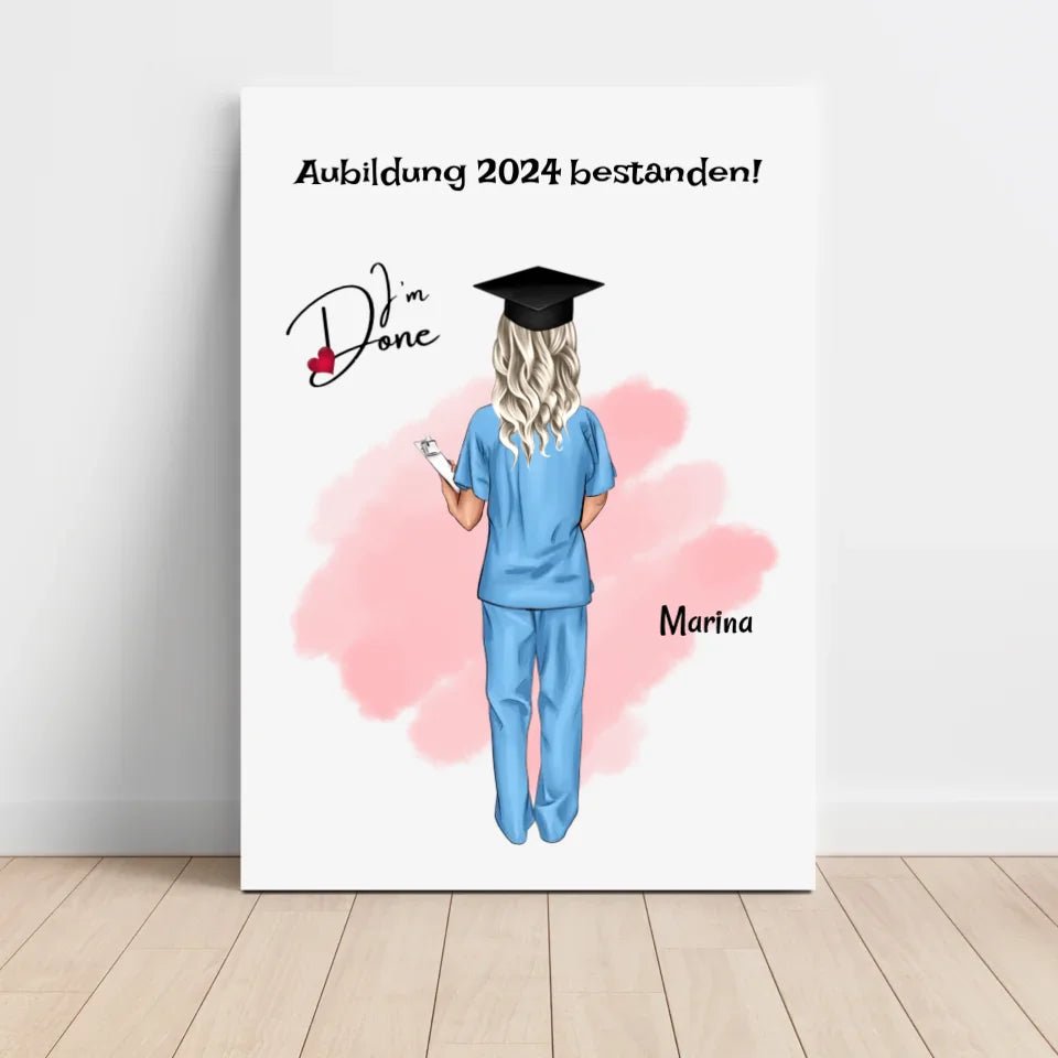 Krankenschwester Ausbildung Abschluss Bild Geschenk personalisiert - Cantty