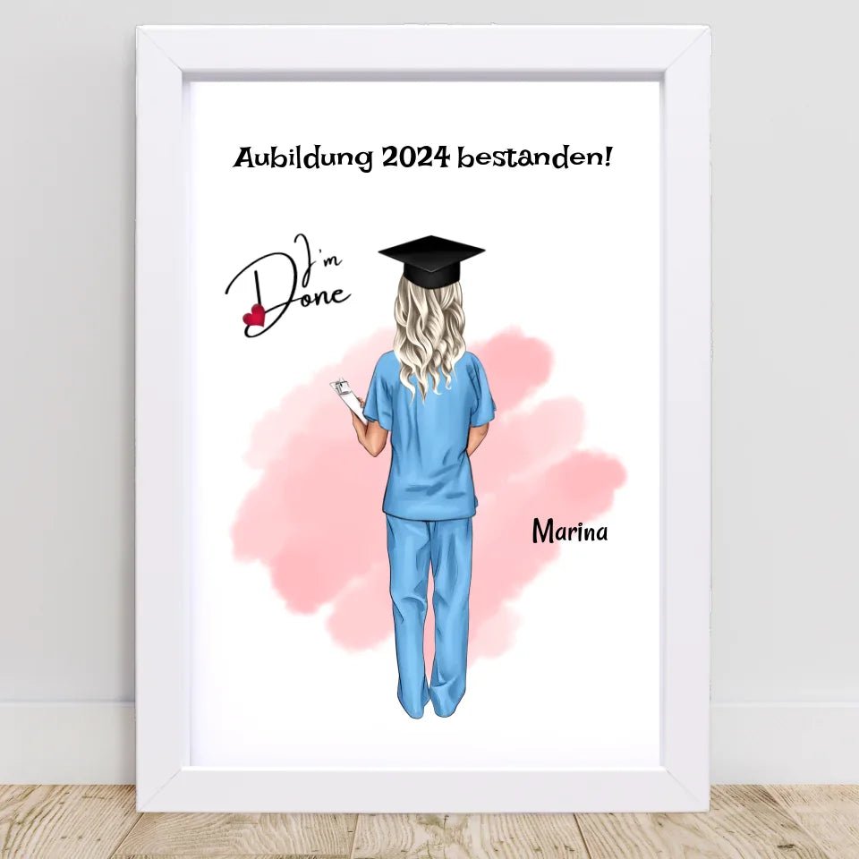 Krankenschwester Ausbildung Abschluss Bild Geschenk personalisiert - Cantty