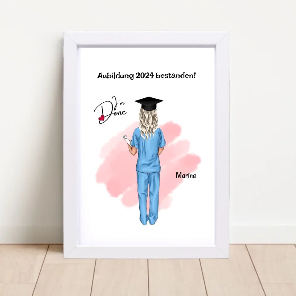 Krankenschwester Ausbildung Abschluss Bild Geschenk personalisiert - Cantty