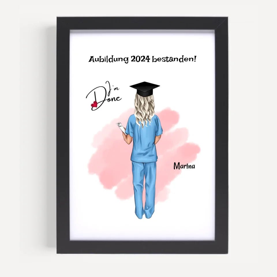 Krankenschwester Ausbildung Abschluss Bild Geschenk personalisiert - Cantty