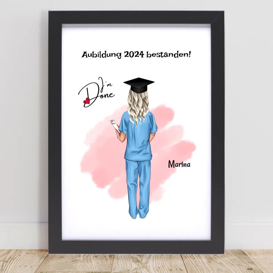 Krankenschwester Ausbildung Abschluss Bild Geschenk personalisiert - Cantty