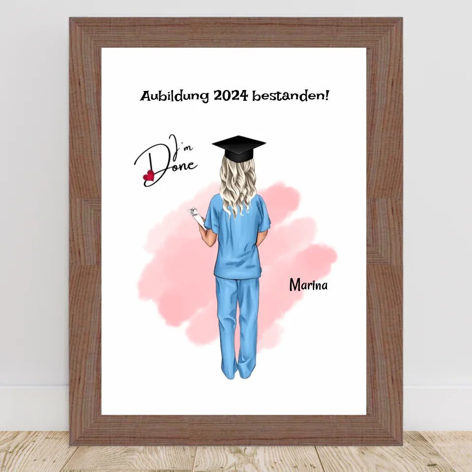Krankenschwester Ausbildung Abschluss Bild Geschenk personalisiert - Cantty