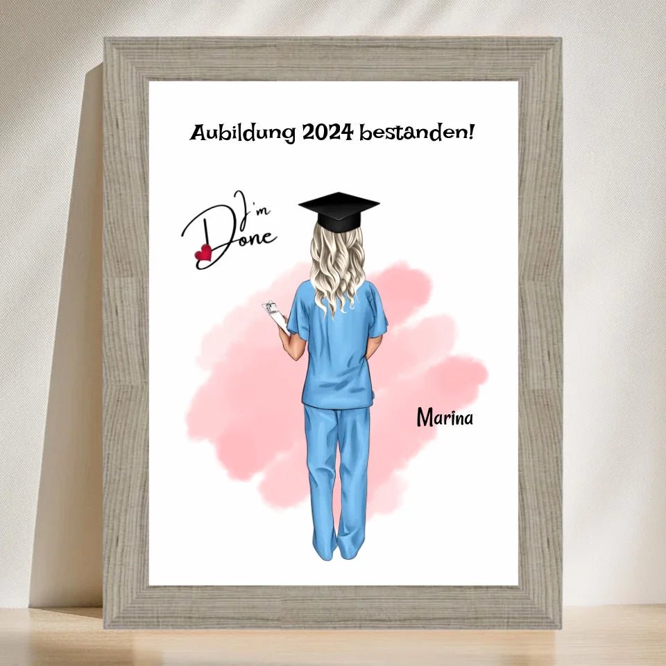 Krankenschwester Ausbildung Abschluss Bild Geschenk personalisiert - Cantty