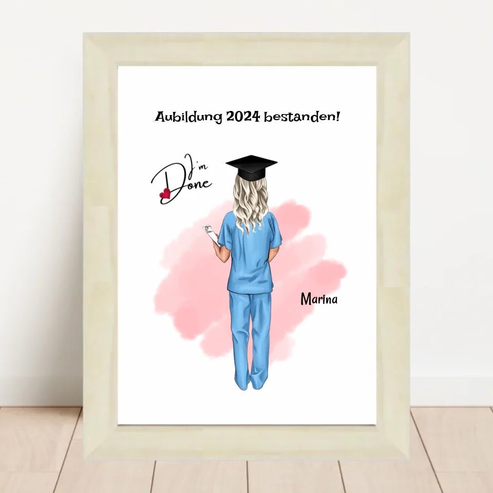 Krankenschwester Ausbildung Abschluss Bild Geschenk personalisiert - Cantty