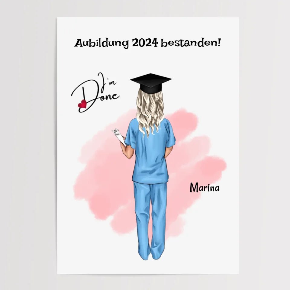 Krankenschwester Ausbildung Abschluss Bild Geschenk personalisiert - Cantty