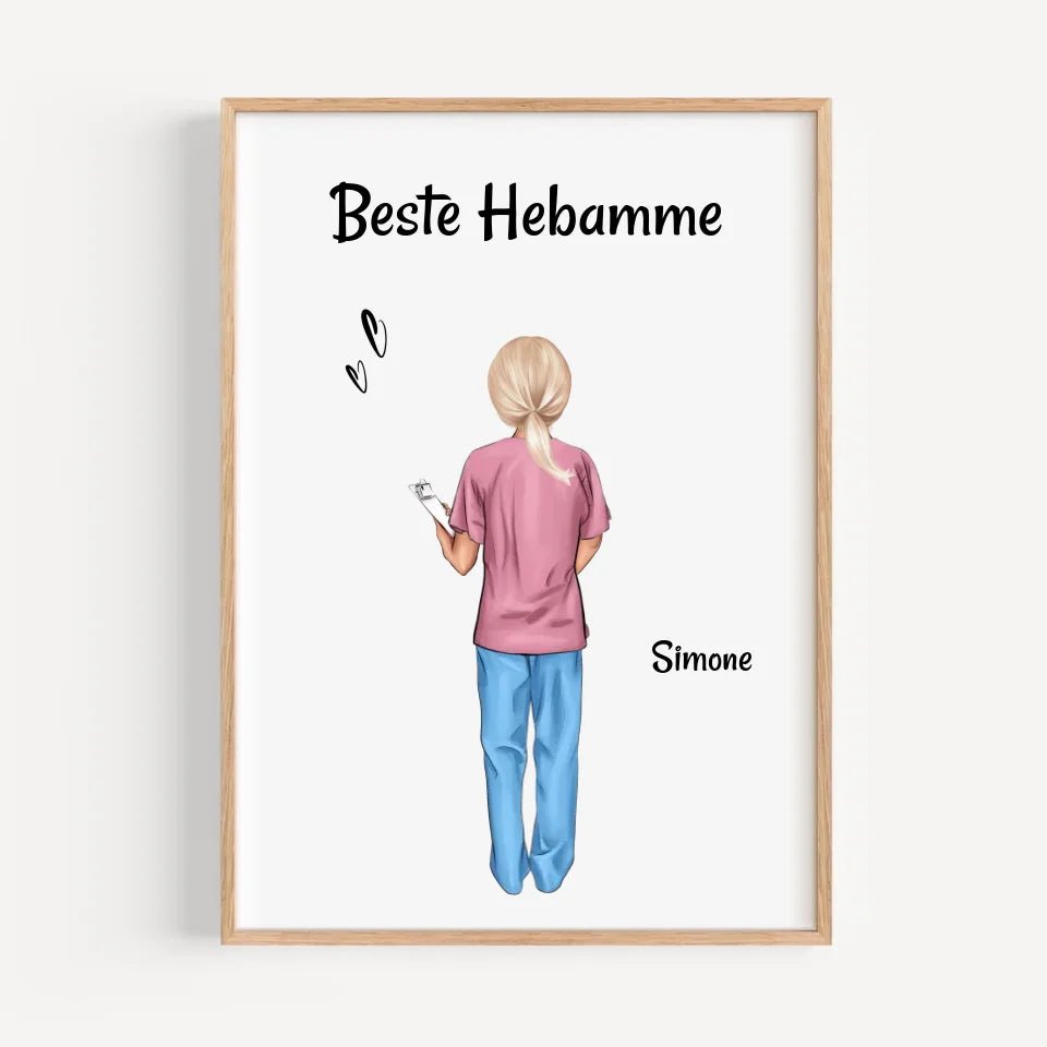 Beste Hebamme Bild Geschenk personalisiert - Cantty