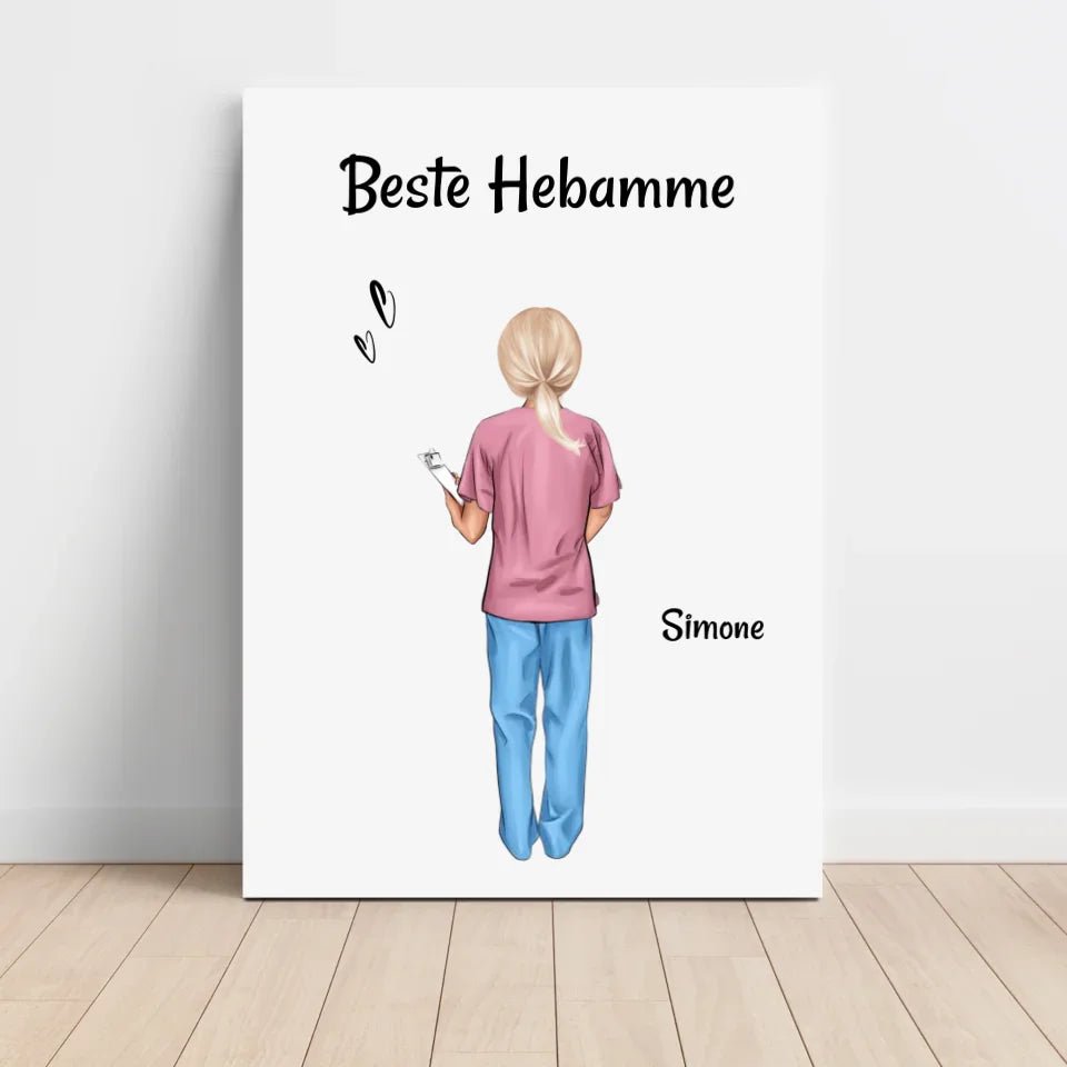 Beste Hebamme Bild Geschenk personalisiert - Cantty