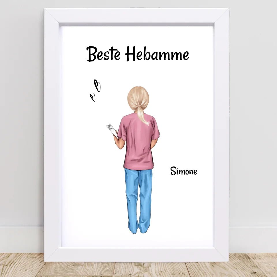 Beste Hebamme Bild Geschenk personalisiert - Cantty