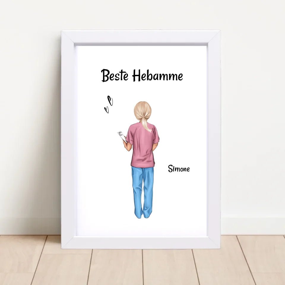Beste Hebamme Bild Geschenk personalisiert - Cantty