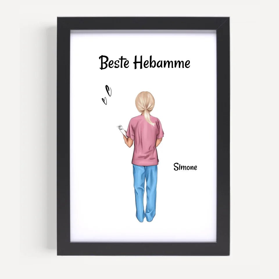 Beste Hebamme Bild Geschenk personalisiert - Cantty