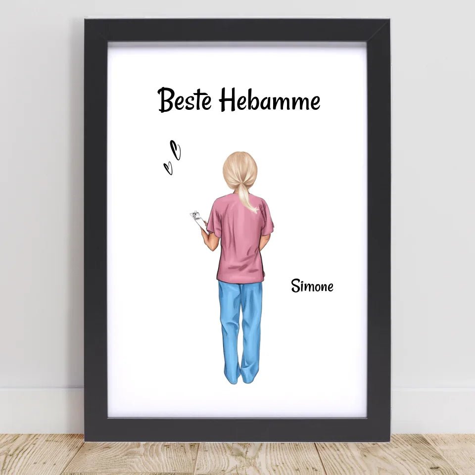 Beste Hebamme Bild Geschenk personalisiert - Cantty