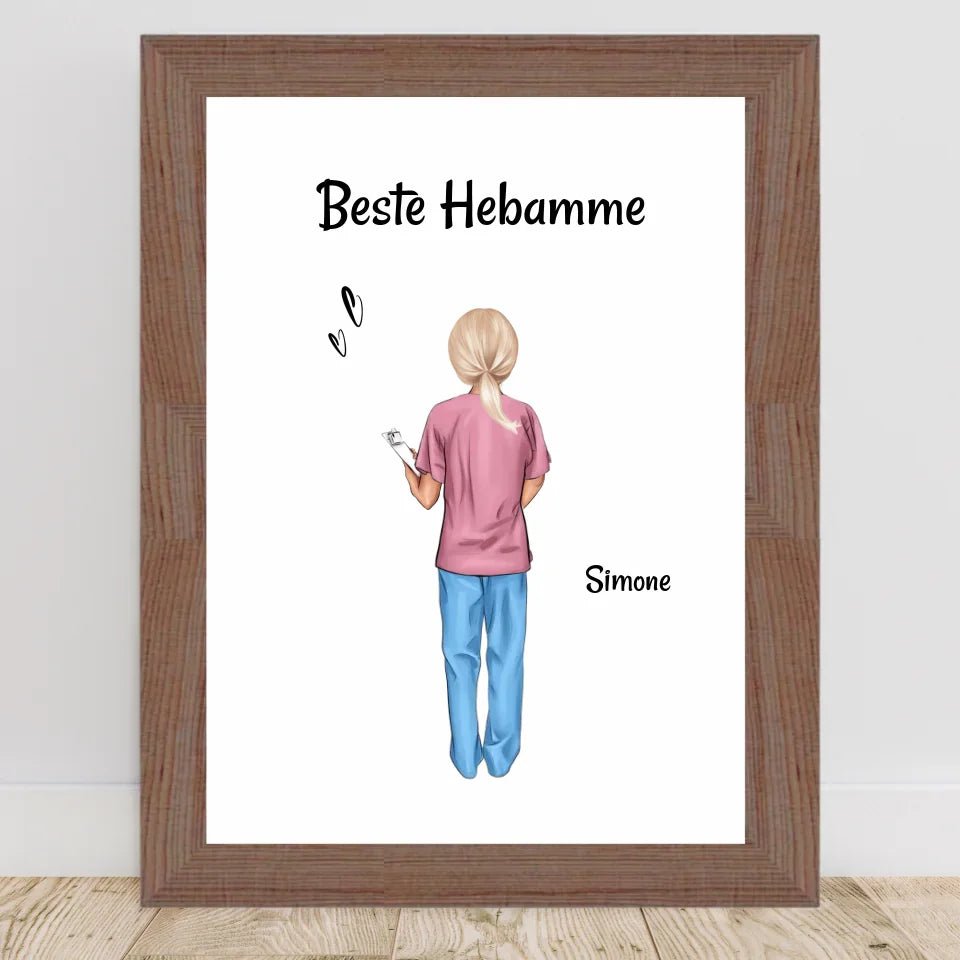 Beste Hebamme Bild Geschenk personalisiert - Cantty