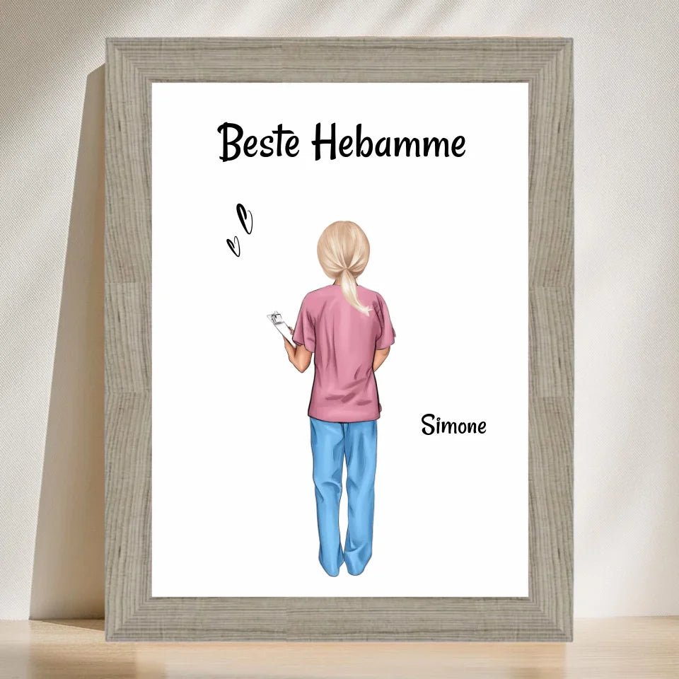 Beste Hebamme Bild Geschenk personalisiert - Cantty