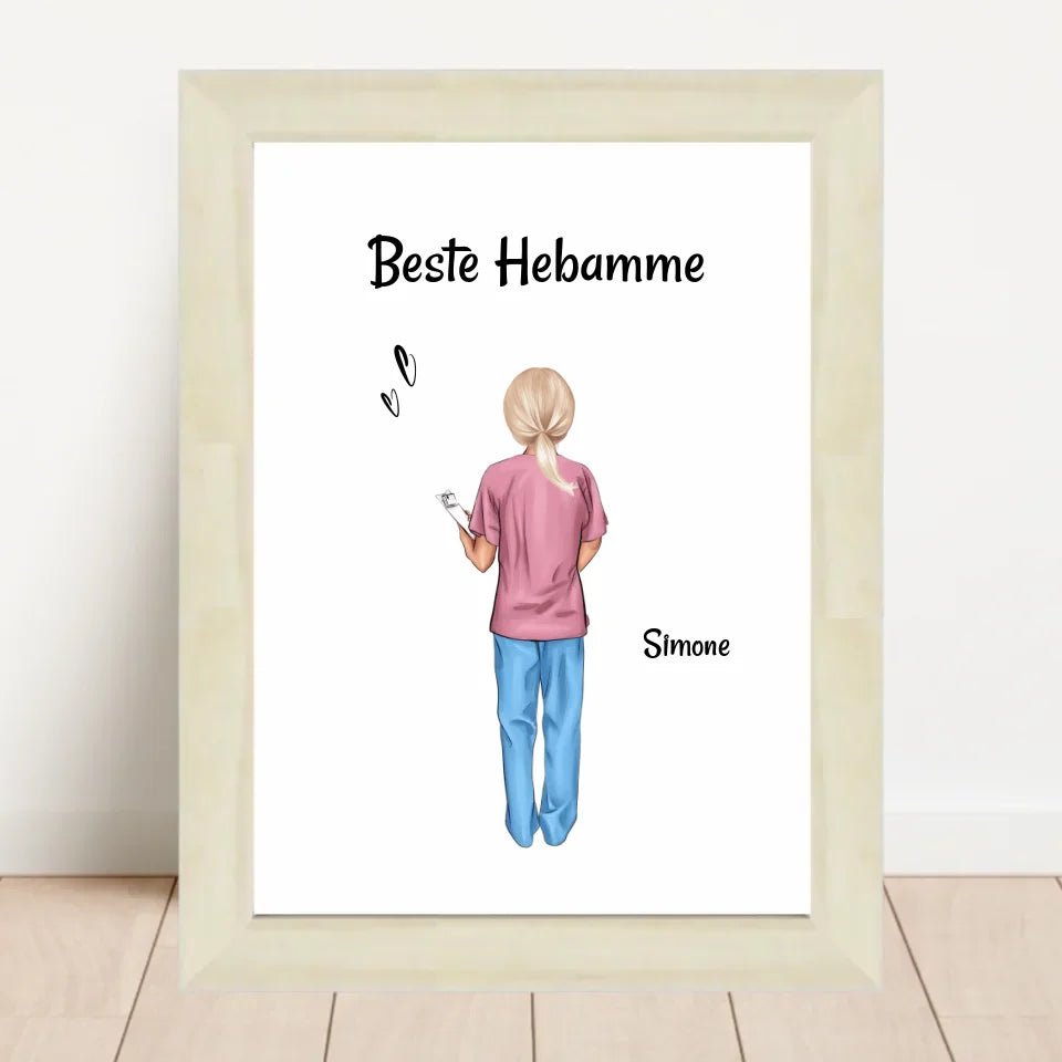 Beste Hebamme Bild Geschenk personalisiert - Cantty