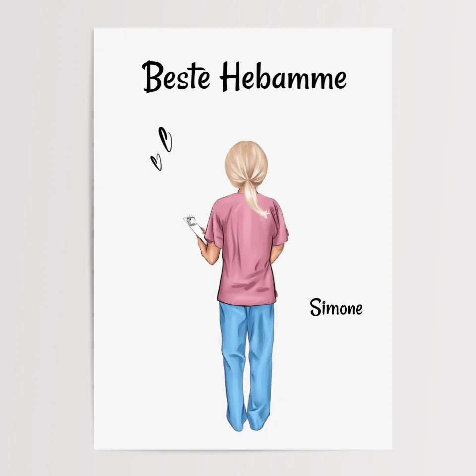Beste Hebamme Bild Geschenk personalisiert - Cantty