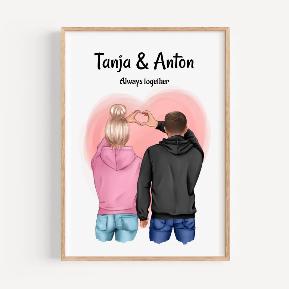 Pärchen Valentinstag Bild Geschenk personalisiert - Cantty